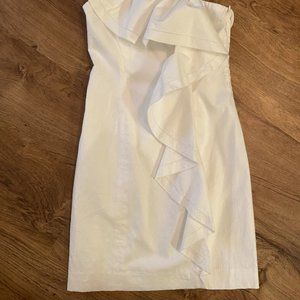 Plastic Island Little Betty Ruffle White Dress Summer Honeymoon Cocktail Dress